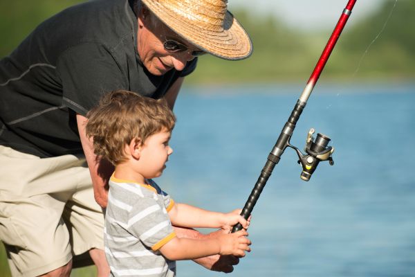 grandpa and grand kid fishing